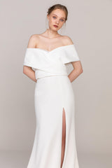 Trumpet Sweep Train Lace Elastic Cloth Wedding Dress CW2470 - COCOMELODY