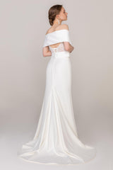 Trumpet Sweep Train Lace Elastic Cloth Wedding Dress CW2470 - COCOMELODY