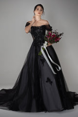 A-Line Court Train Tulle Wedding Dress CW2502 - COCOMELODY