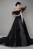 A-Line Court Train Tulle Wedding Dress CW2502 - COCOMELODY