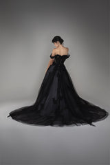A-Line Court Train Tulle Wedding Dress CW2502 - COCOMELODY