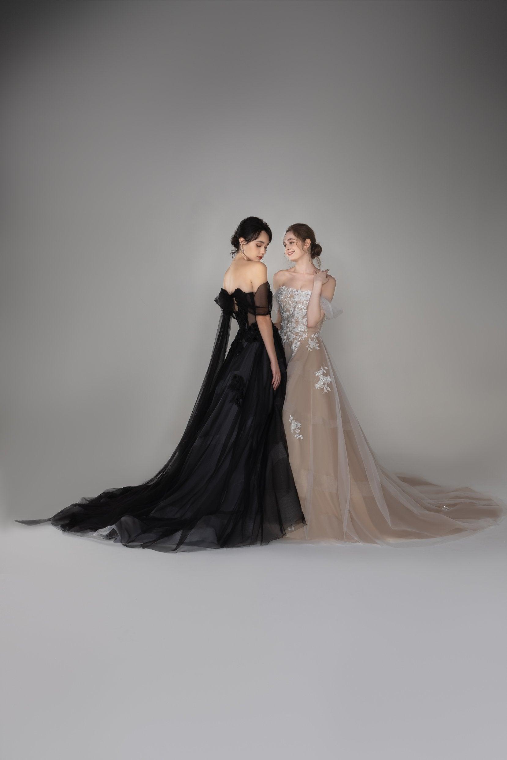 A-Line Court Train Tulle Wedding Dress CW2502 - COCOMELODY