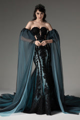 Trumpet-Mermaid Cathedral Train Tulle Wedding Dress CW2504 - COCOMELODY