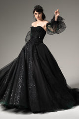 A-Line Chapel Train Tulle Wedding Dress CW2506 - COCOMELODY