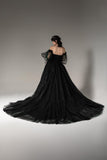 A-Line Chapel Train Tulle Wedding Dress CW2506 - COCOMELODY
