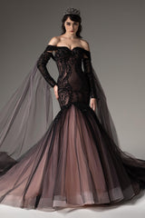 Trumpet-Mermaid Chapel Train Sequined Lace Wedding Dress CW2508 - COCOMELODY