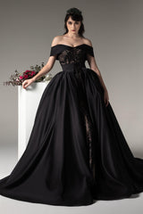 Princess Chapel Train Satin Wedding Dress CW2513 - COCOMELODY
