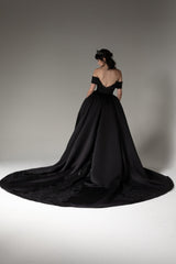 Princess Chapel Train Satin Wedding Dress CW2513 - COCOMELODY