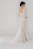 Trumpet-Mermaid Court Train Lace Wedding Dress CW2532CR - COCOMELODY