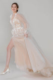 A-Line Court Train Tulle Wedding Dress CW2533 - COCOMELODY