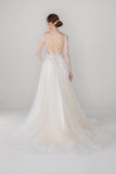 A-Line Court Train Tulle Lace Wedding Dress CW2535 - COCOMELODY