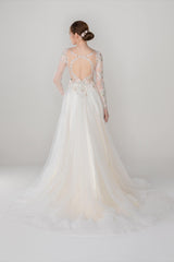 A-Line Court Train Tulle Lace Wedding Dress CW2535 - COCOMELODY