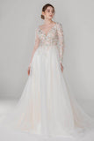 A-Line Court Train Tulle Lace Wedding Dress CW2535 - COCOMELODY