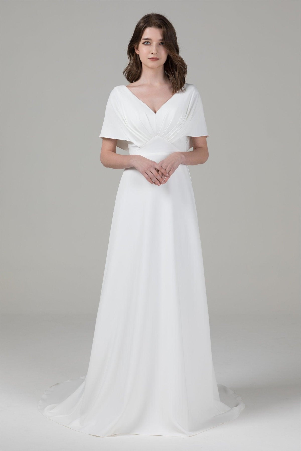 A-Line Court Train Elastic Cloth Wedding Dress CW2564 - COCOMELODY