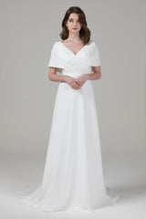 A-Line Court Train Elastic Cloth Wedding Dress CW2564 - COCOMELODY