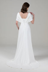 A-Line Court Train Elastic Cloth Wedding Dress CW2564 - COCOMELODY