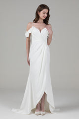 Mermaid High-Low Elastic Cloth Wedding Dress CW2572 - COCOMELODY