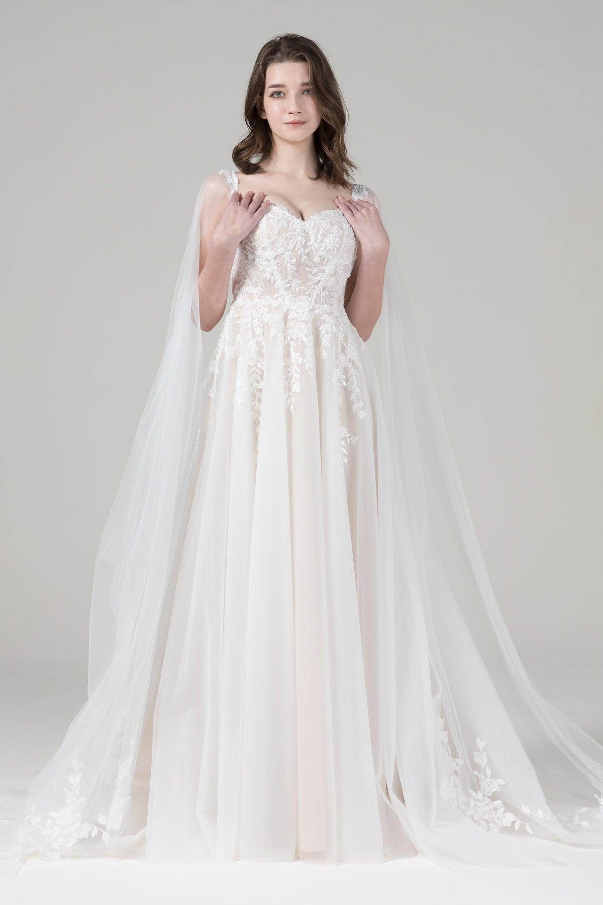 A-Line Court Train Tulle Lace Wedding Dress CW2584 - COCOMELODY