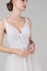 A-Line Court Train Tulle Lace Wedding Dress CW2585CR - COCOMELODY