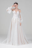 A-Line Court Train Tulle Wedding Dress CW2586 - COCOMELODY