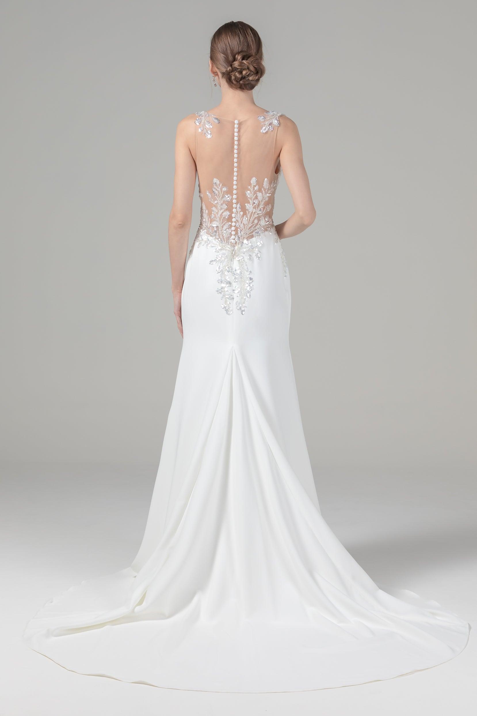Trumpet Court Train Elastic Cloth Wedding Dress CW2591 - COCOMELODY