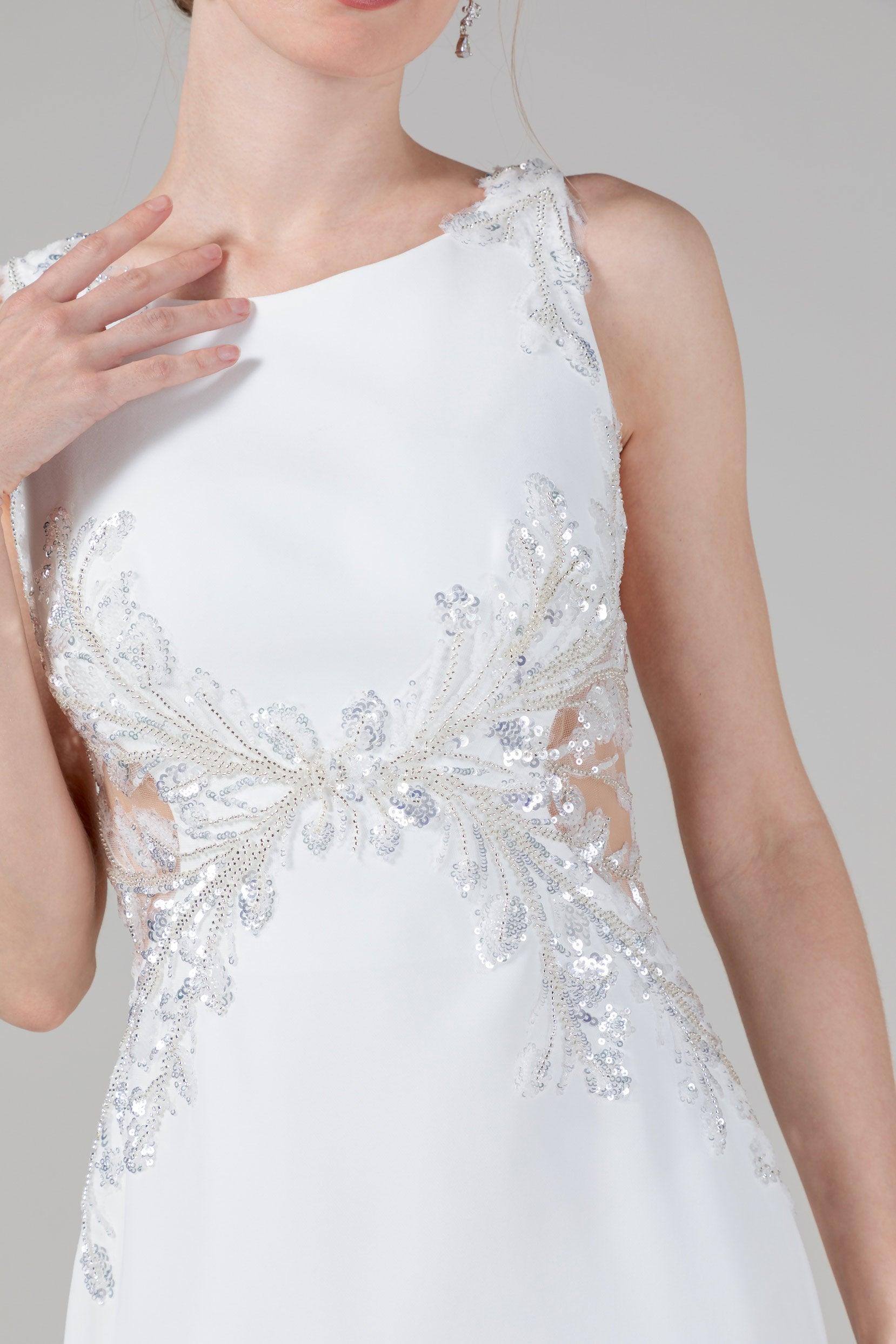 Trumpet Court Train Elastic Cloth Wedding Dress CW2591 - COCOMELODY