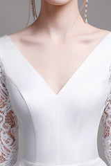 A-Line Floor Length Satin Wedding Dress CW2763 - COCOMELODY
