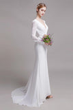 Trumpet Sweep-Brush Train Elastic Cloth Wedding Dress CW2764 - COCOMELODY
