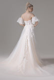 A-Line Court Train Lace Tulle Wedding Dress CW2794 - COCOMELODY
