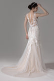 Trumpet-Mermaid Court Train Lace Tulle Wedding Dress CW2795 - COCOMELODY