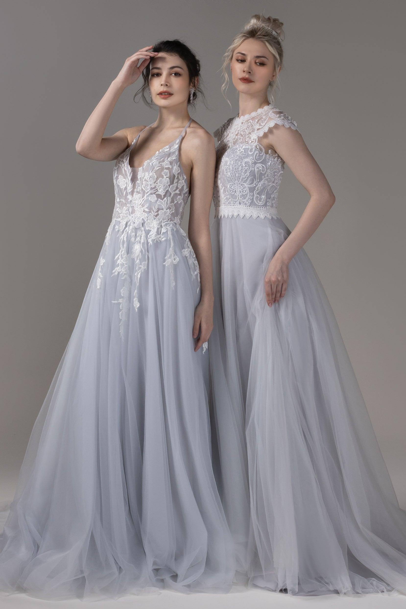 A-Line Court Train Lace Tulle Wedding Dress CW2812CR - COCOMELODY