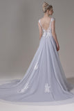 A-Line Chapel Train Lace Tulle Wedding Dress CW2815 - COCOMELODY