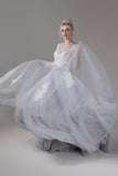 A-Line Chapel Train Lace Tulle Wedding Dress CW2815 - COCOMELODY
