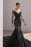 Trumpet-Mermaid Chapel Train Lace Tulle Wedding Dress CW3009