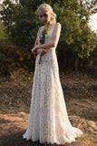 Sheath-Column Sweep-Brush Train Lace Wedding Dress CW3012 - COCOMELODY