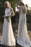 Sheath-Column Sweep-Brush Train Lace Wedding Dress CW3012 - COCOMELODY