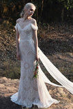 Trumpet-Mermaid Sweep-Brush Train Lace Wedding Dress CW3013 - COCOMELODY