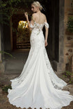 Trumpet Court Train Lace Chiffon Wedding Dress CW3018 - COCOMELODY