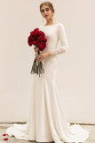 Trumpet Sweep-Brush Train Stretch Satin Wedding Dress CW3036 - COCOMELODY