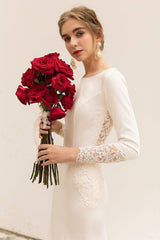 Trumpet Sweep-Brush Train Stretch Satin Wedding Dress CW3036 - COCOMELODY