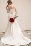 Trumpet-Mermaid Sweep-Brush Train Satin Wedding Dress CW3037 - COCOMELODY