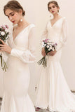 Sweep-Brush Train Satin Chiffon Wedding Dress CW3038 - COCOMELODY