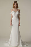 Mermaid Sweep-Brush Train Satin Lace Wedding Dress CW3087 - COCOMELODY