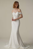 Mermaid Sweep-Brush Train Satin Lace Wedding Dress CW3087 - COCOMELODY