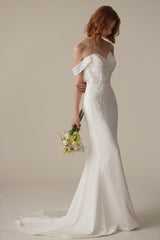Mermaid Sweep-Brush Train Satin Lace Wedding Dress CW3087 - COCOMELODY