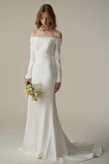 Trumpet-Mermaid Court Train Satin Wedding Dress CW3088 - COCOMELODY
