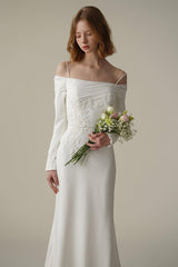 Trumpet-Mermaid Court Train Satin Wedding Dress CW3088 - COCOMELODY