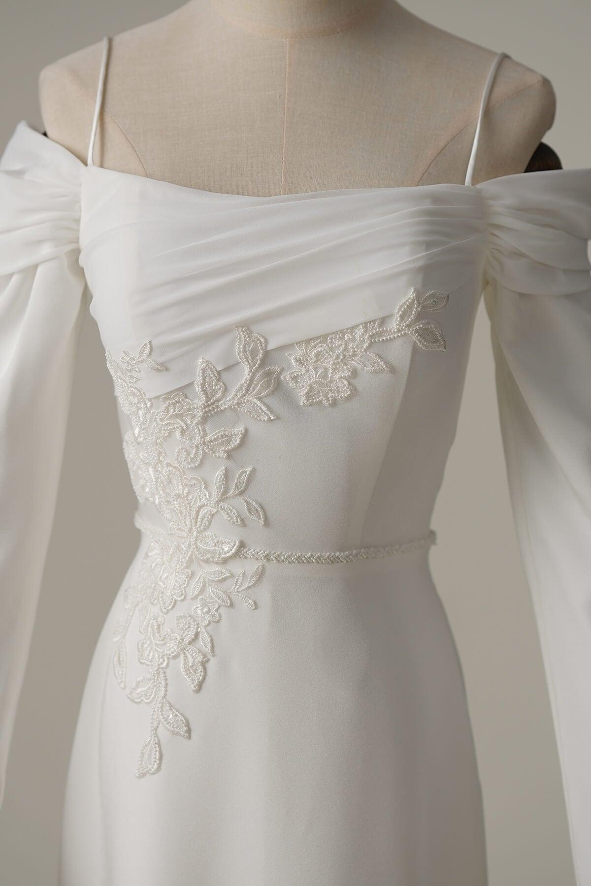 Trumpet-Mermaid Court Train Satin Wedding Dress CW3088 - COCOMELODY
