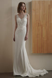 Trumpet-Mermaid Court Train Lace Satin Wedding Dress CW3089 - COCOMELODY