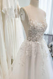 A-Line Sweep-Brush Train Lace Tulle Wedding Dress CW3103 - COCOMELODY